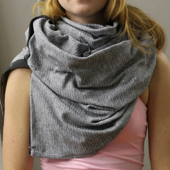 Lululemon Vinyasa Scarf Rulu Mini Check Pique White Heathered Black Reversible - Picture 7 of 11